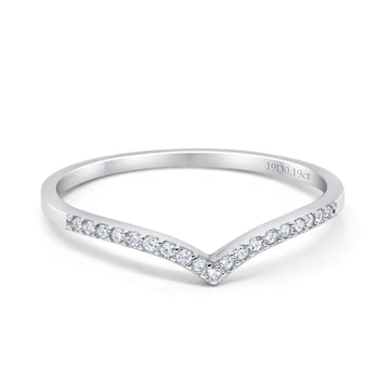 14K White Gold 0.19ct Round 4mm G SI Half Eternity Diamond Bands Engagement Wedding Ring